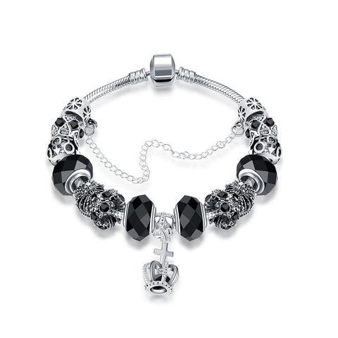 Royal Midnight Black Crown Jewel Pandora Inspired Bracelet Made with Swarovski Elements