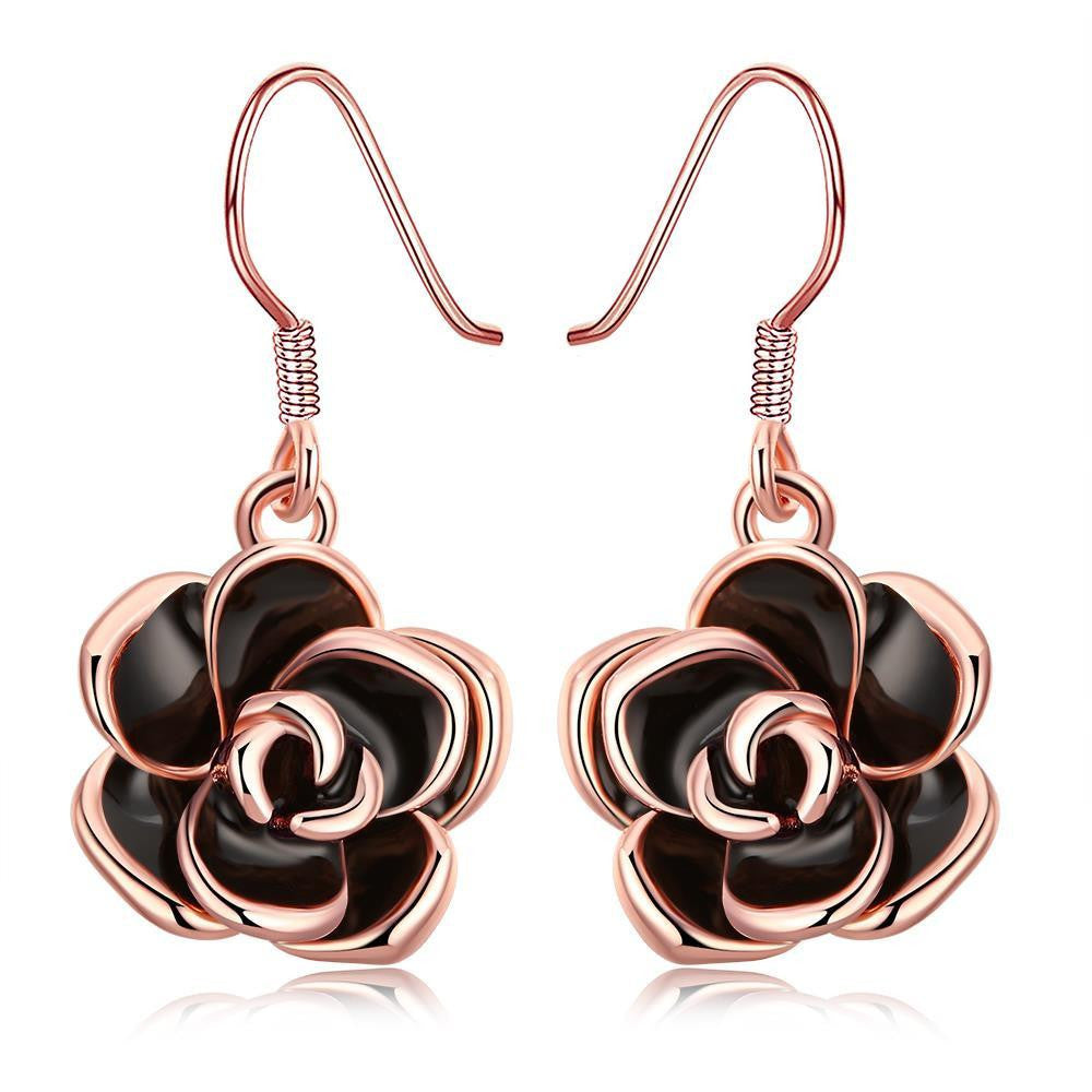 18K Rose Gold Plated Flower Drop Earring