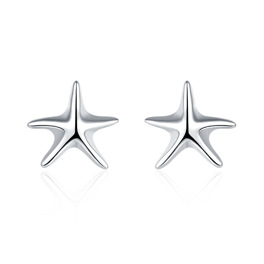 18K White Gold Plated Classic Starfish Stud Earring