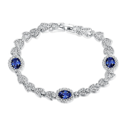 Sapphire Gem 18K White Gold Plated