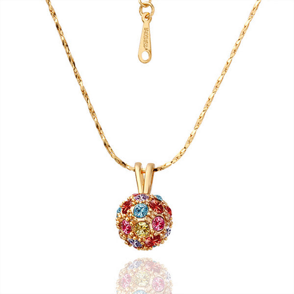 Gold Plated Rainbow Pav'e Crystal Necklace