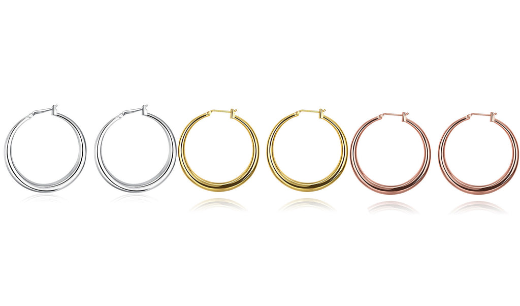 3 Pairs French Lock Gold Filled Hoop Earrings