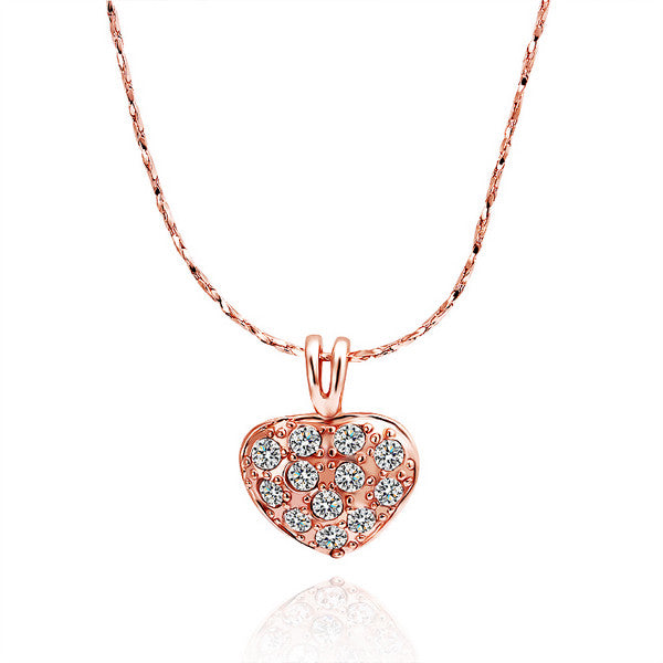 Petite Sized Heart Shaped Crystal Covering Necklace