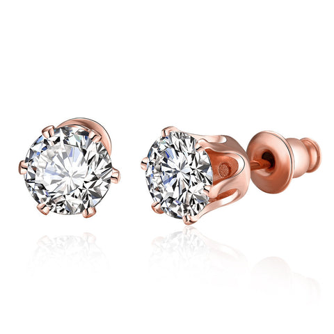 Rose Gold Plated Diamond 4CT Studs