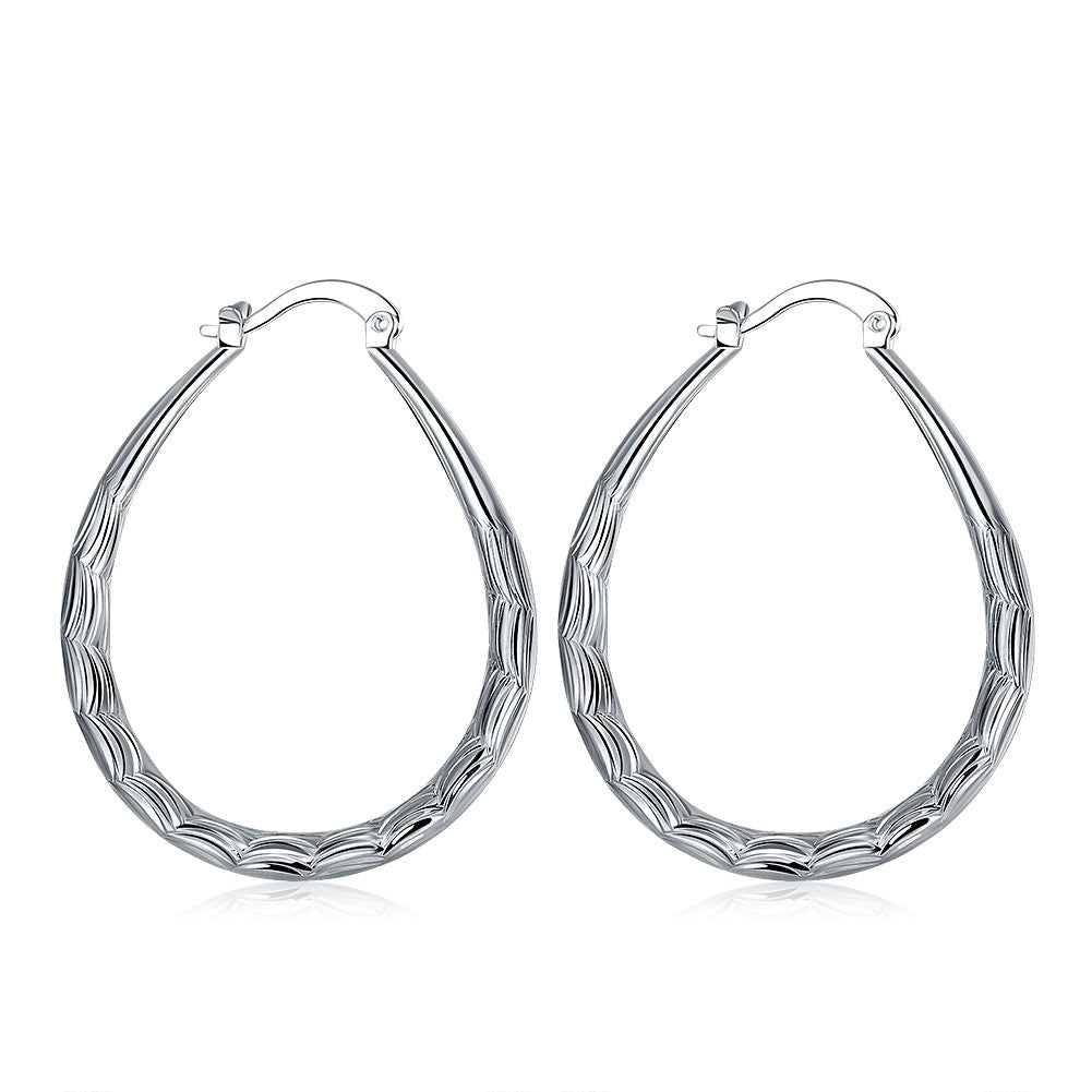 18K White Gold Plated Modern & Abstract Hoop Earring