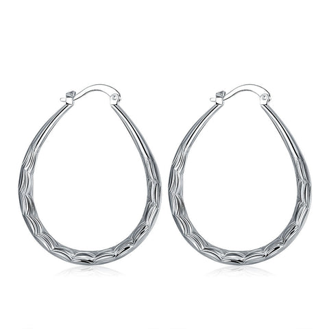 18K White Gold Plated Modern & Abstract Hoop Earring