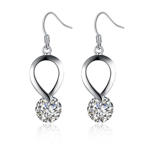 18K White Gold Plated Crystal Loop Earring