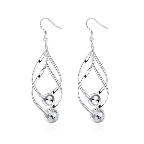 18K White Gold Plated Interlocking Spiral Earring with Pearls