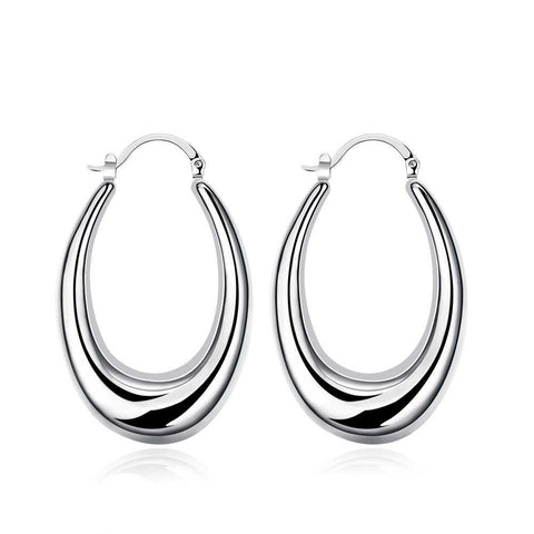 18K White Gold Plated Modern Twist Hoops