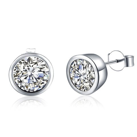 18K White Gold Plated Circular Crystal Stud Earring