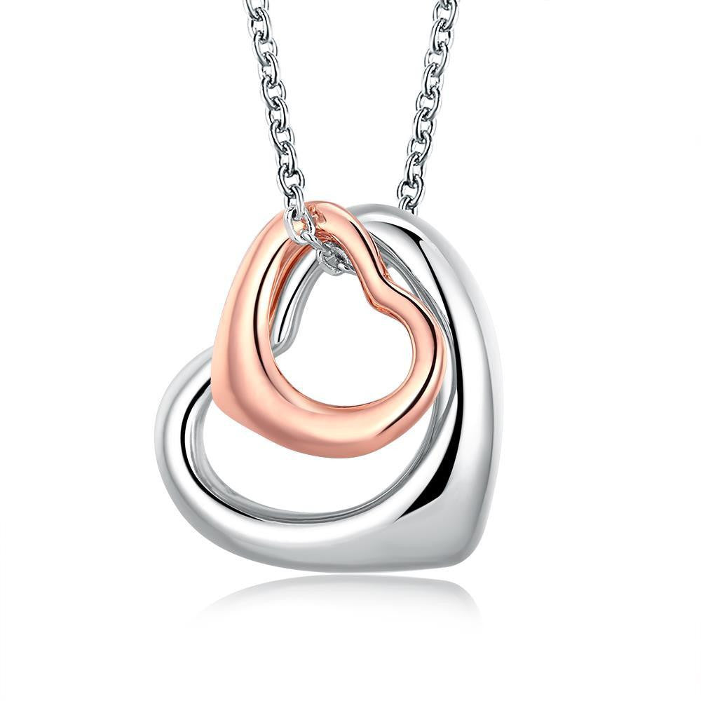 18K RoseWhite GP interlocking Hearts Necklace