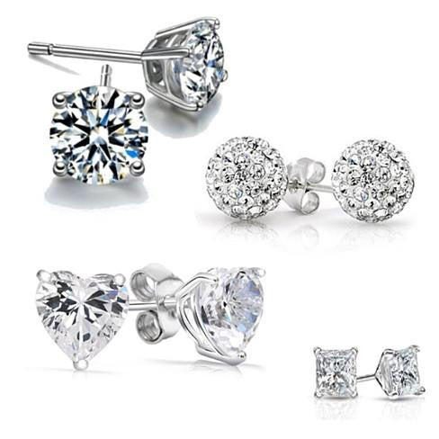 4 Pack: Austrian Crystal Sterling Silver Earrings