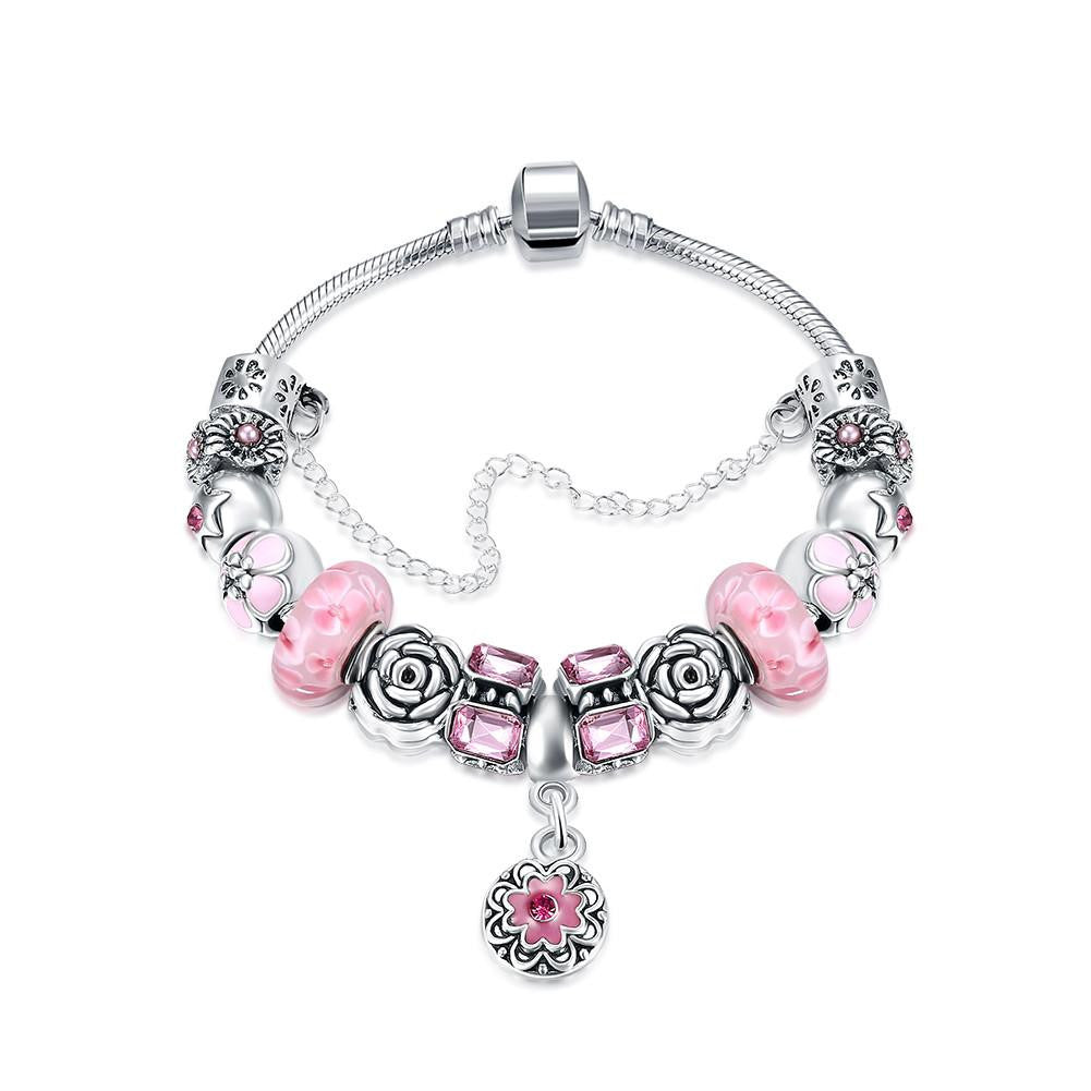 Petite Pink Petite Emblem Pandora Inspired Bracelet Made with Swarovski Elements