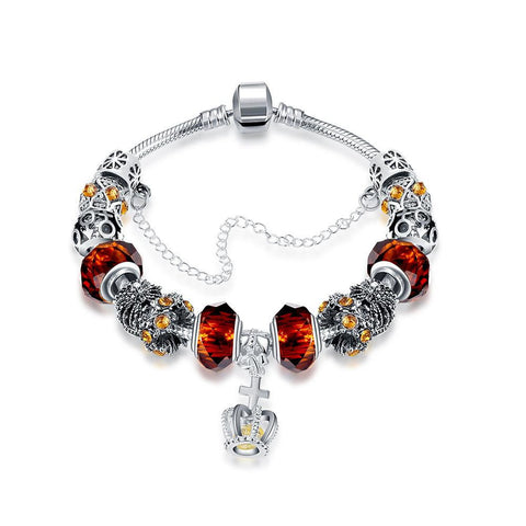 Royal Orange Citrine Crown Jewel Pandora Inspired Bracelet Made with Swarovski Elements