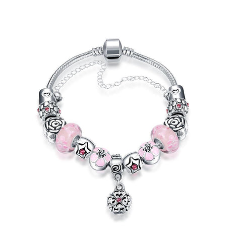 Mini Petite Pink Pandora Inspired Bracelet Made with Swarovski Elements