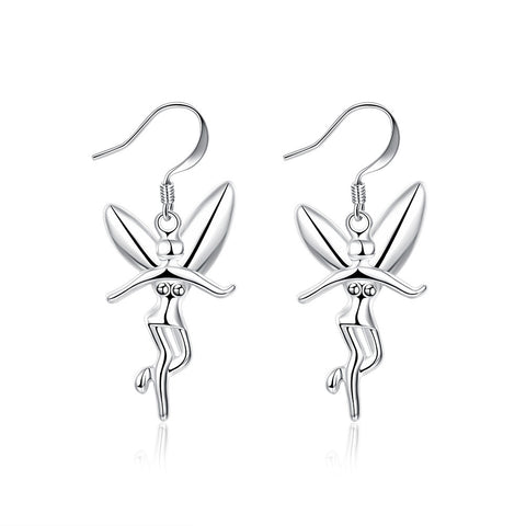 18K White Gold Plated Drop Angels Earring