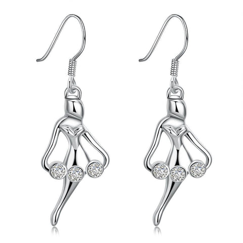 18K White Gold Plated Angel Drop Earrings