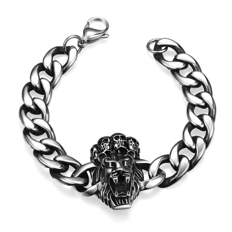 Lion Heart Emblem Stainless Steel Bracelet