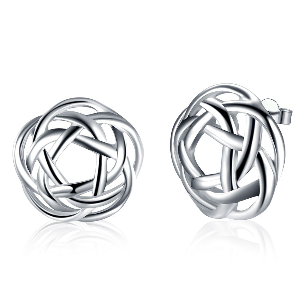 18K White Gold Plated Abstract Circular Stud Earring