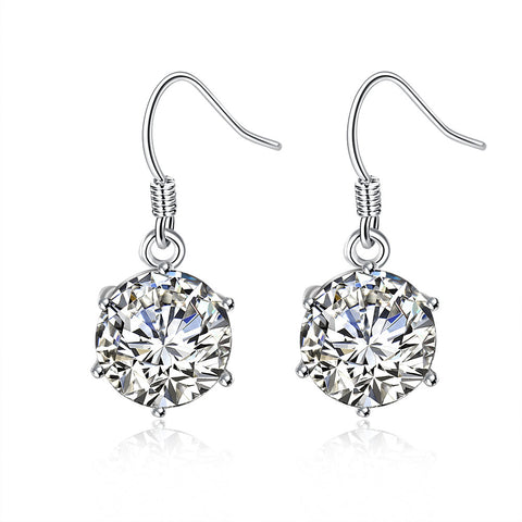 18K White Gold Plated Classic Crystal Earring