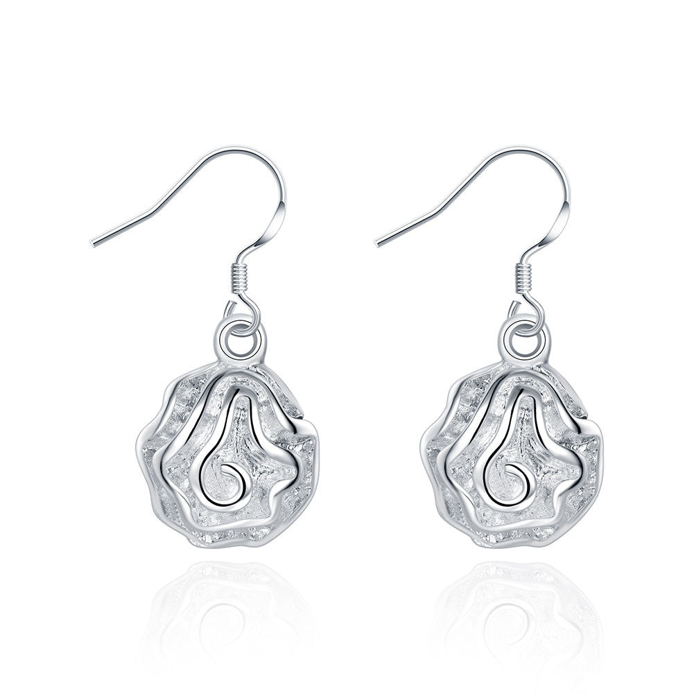 18K White Gold Plated Drop Floral Bud Earring