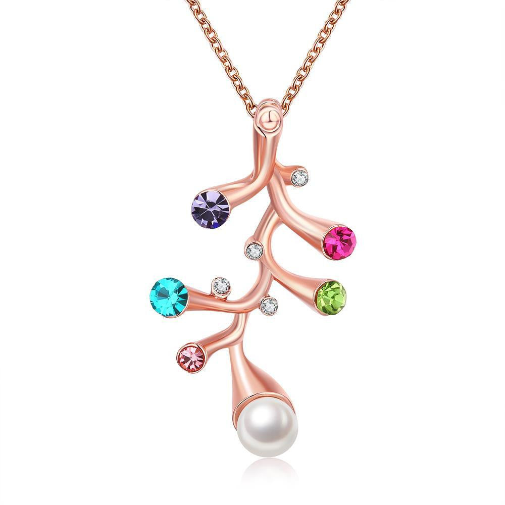 18K Rose Gold Plated Multi Gem BranchNecklace