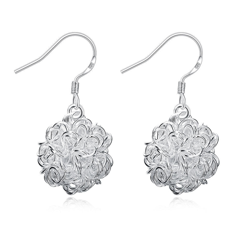 18K White Gold Plated Blossoming Ball Drop Earring