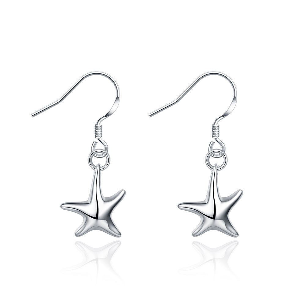 18K White Gold Plated Five-Point Starfish Earring