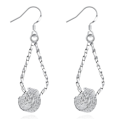 18K White Gold Plated Love Knot Drop Earring