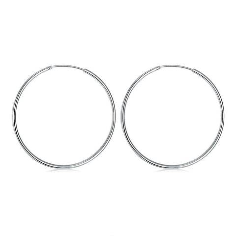 18K White Gold Plated Thin Cut Hoops