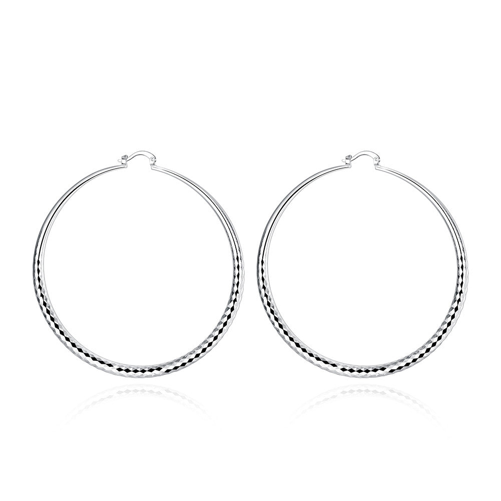 18K White Gold Plated Classic New York Hoop Earring