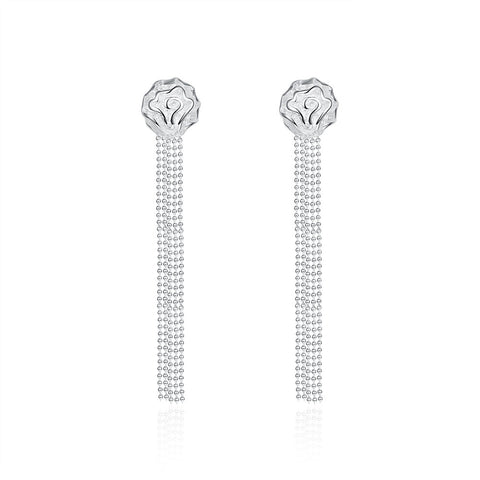 18K White Gold Plated Linear Chandelier Drop Earring