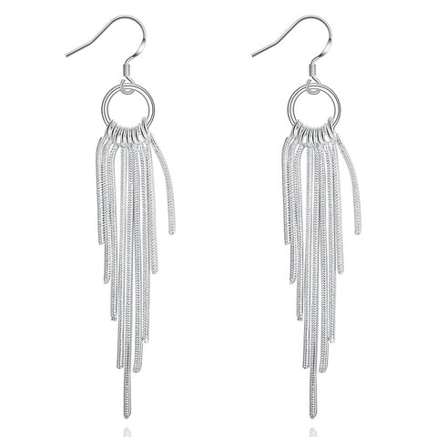 18K White Gold Plated Drop Lining Earring