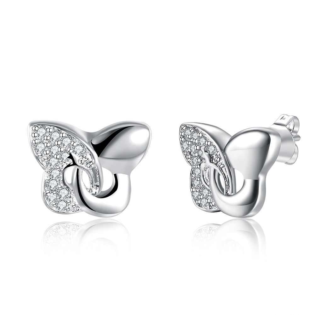 18K White Gold Plated Modern Twist To The Classic Butterfly Earring