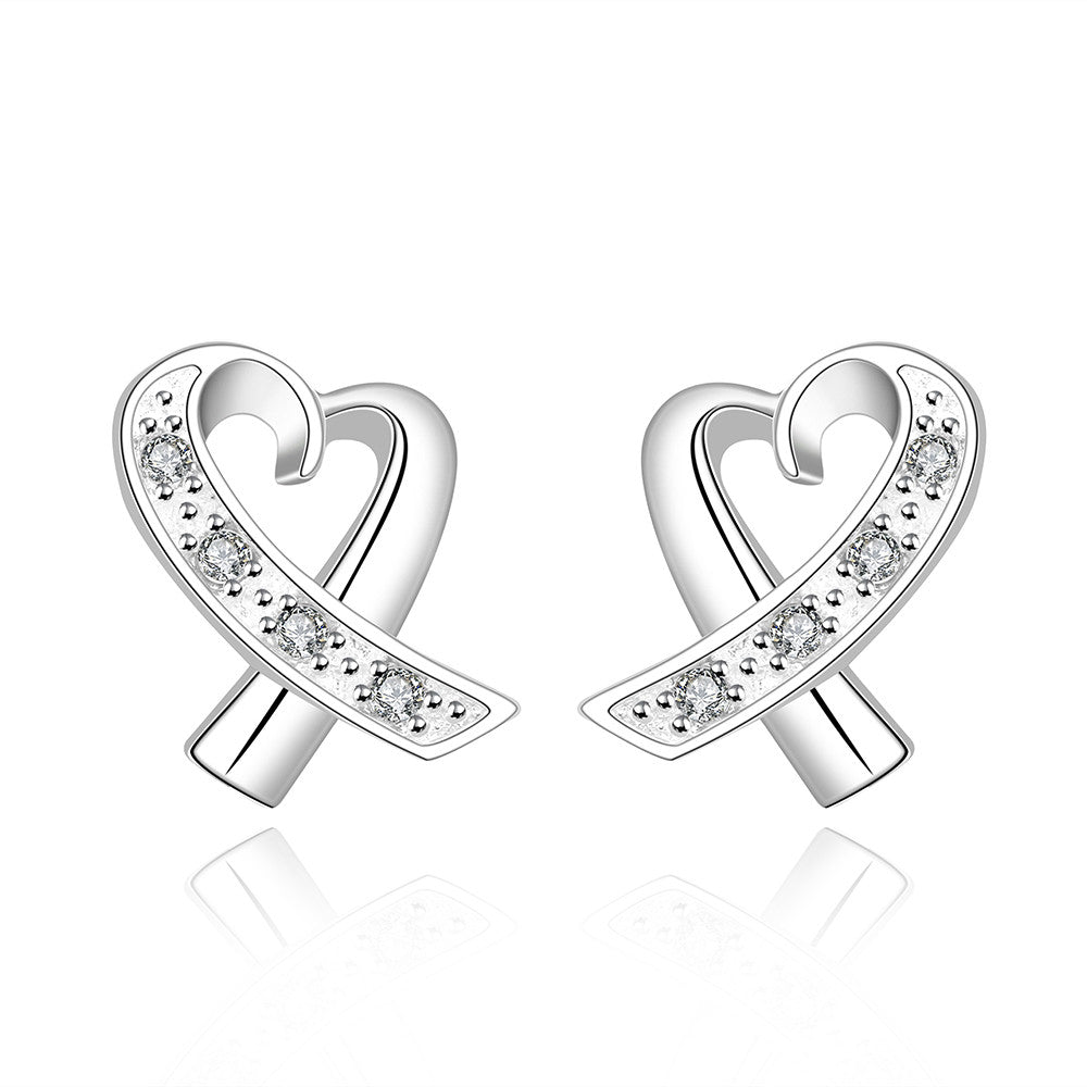 18K White Gold Plated Infinite Heart Shaped Earring