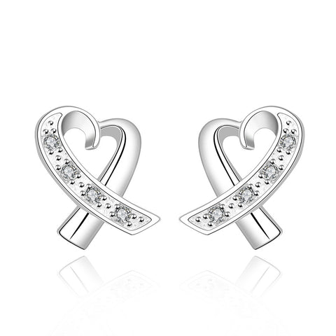 18K White Gold Plated Infinite Heart Shaped Earring