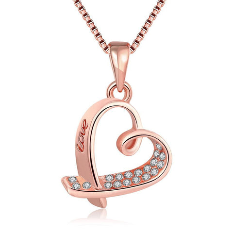 18K Rose Gold Plated 3-D HeartNecklace