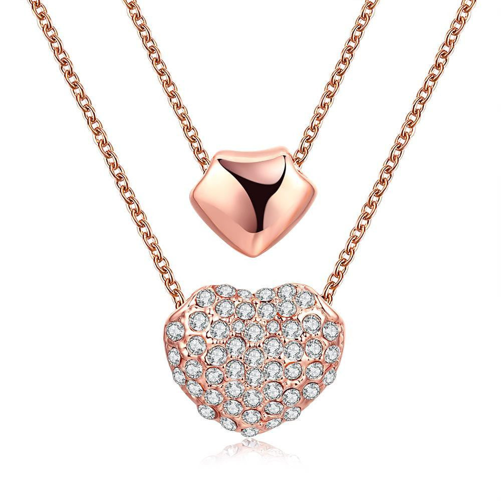 18K Rose Gold Plated Double Heart Necklace