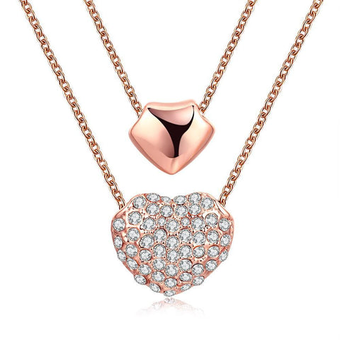 18K Rose Gold Plated Double Heart Necklace