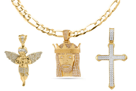 18K Gold Plated Religious Cross Set - Fiagro Necklace + 3 Pendants