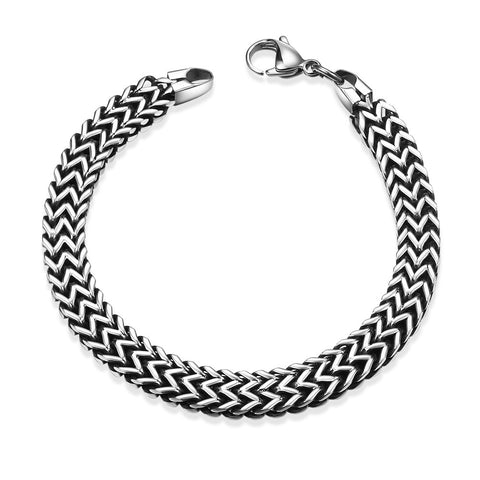 Trio-Cut Thick Stainless Steel Bracelet