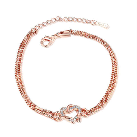 18K Rose Gold Plated Interlocking Heart