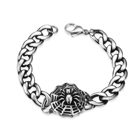 Spider Web Emblem Stainless Steel Bracelet