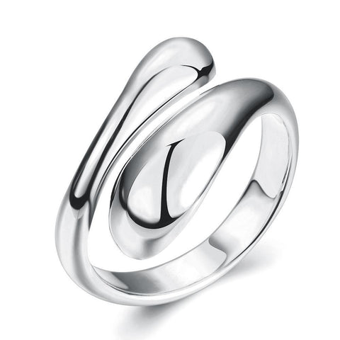 White Gold Plated Matrix Cut Adjustable Ring