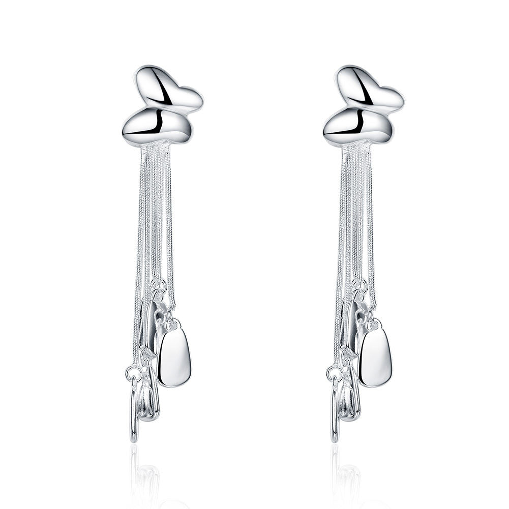 18K White Gold Plated Wire Drop Earring