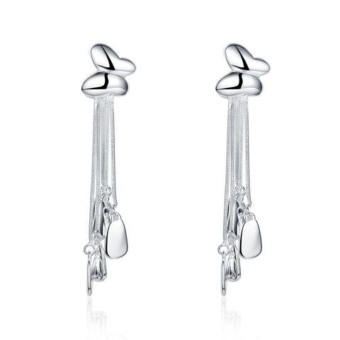 18K White Gold Plated Wire Drop Earring