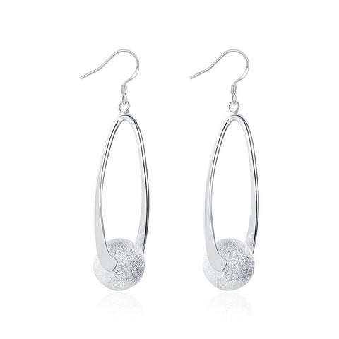 18K White Gold Plated Pearl Curved Earring