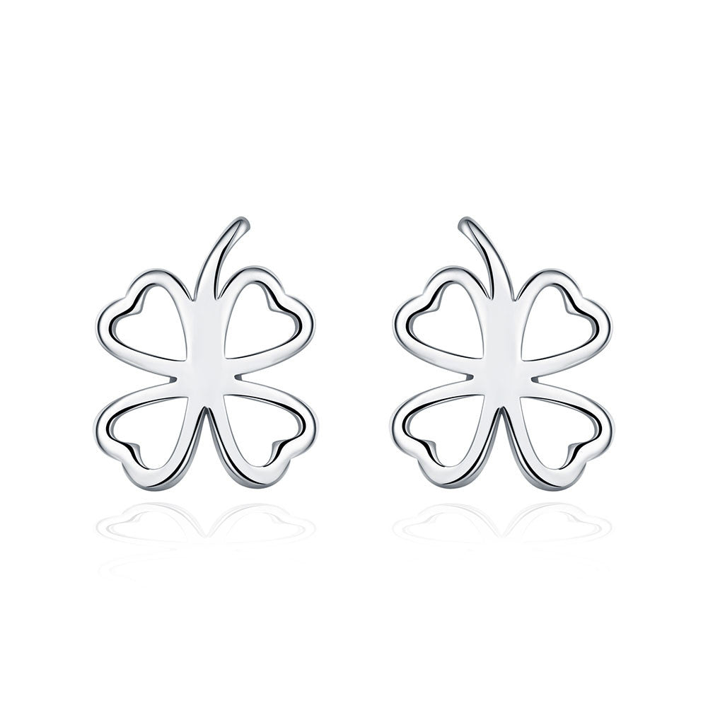 18K White Gold Plated Hollow Laser Cut Stud Earring