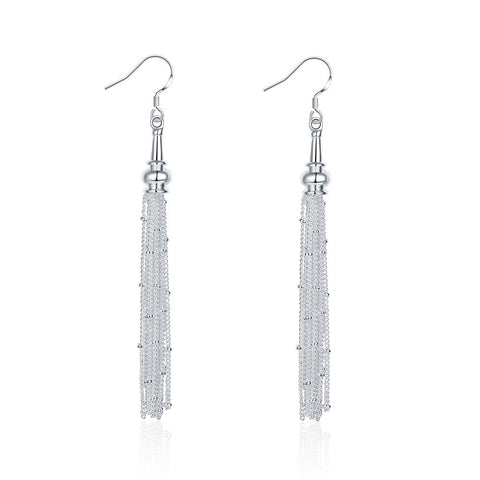 18K White Gold Plated Drop Linear Drop Earring