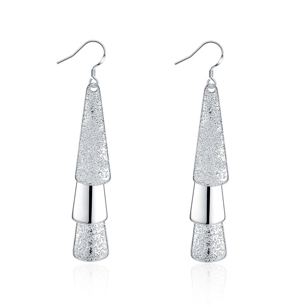 18K White Gold Plated Trio-Drop Vertical Earring